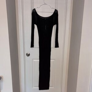 PrettyLittleThing Black Long Sleeve Maxi Dress